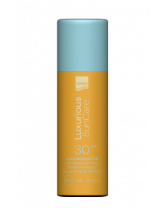 Intermed Luxurious Sun Care Sunscreen Face Serum SPF30 50ml Αντηλιακός Ορός με Υαλουρονικο οξύ, Κεραμίδια σιταριού, Προβιταμίνη Β5, Βιταμίνη Ε