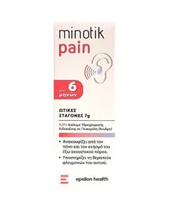 Epsilon Health Minotik Pain Ear Drops for Pain, Itching & Inflammation Relief 7g