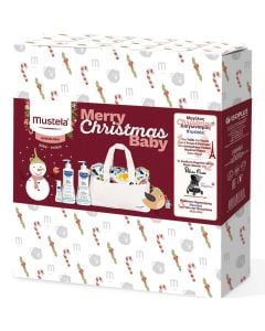 Mustela Merry Christmas Baby - Hydra Bebe Body Milk 500ml & 50ml, Gentle Cleansing Gel 500ml & Baby Changing Bag
