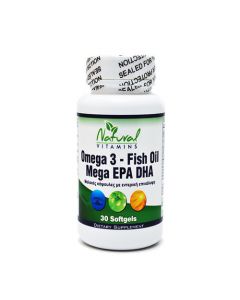 Natural Vitamins Omega 3 Fish Oil Mega EPA DHA 30 Softgels