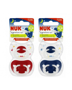 Nuk Signature Night Ορθοδοντικές Πιπίλες Σιλικόνης Νυκτός για 18-36 μηνών 2τμχ (10.177.166)