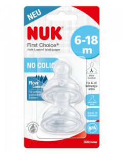 Nuk First Choice Plus Θηλές Σιλικόνης Flow Control 6-18m 2τμχ