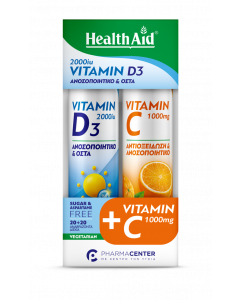 Health Aid Vitamin D3 2000iu & Vitamin C 1000mg 20+20 Effervescent Tabs