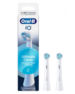 Oral-B iO Ultimate Clean Ανταλλακτικές Κεφαλές Λευκές Ηλεκτρικής Οδοντόβουρτσας 2τεμάχια