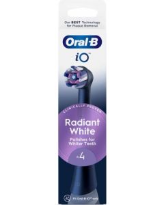 Oral-B iO Radiant White Black Ανταλλακτικές Κεφαλές Ηλεκτρικής Οδοντόβουρτσας για Βαθύ Καθαρισμό Μαύρο Χρώμα 4τεμάχια