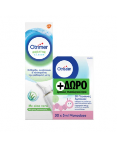 Haleon Promo Otrimer Breath Clean Aloe Vera 100ml for Nasal Hydration & Relief + Otrisalin 30 Ampoules for Gentle Nasal Cleansing
