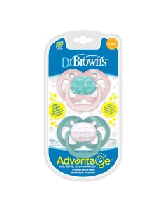Dr. Brown's Advantage™ Silicone Soother 6-18m Pink-Green (PA22001) 2Items