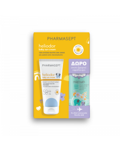 Pharmasept Promo Heliodor Baby Sun Cream with Natural Filters Spf50 for Face & Body 100ml & Baby Care Mild Bath 100ml