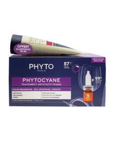 Phyto Promo Phytocyane Anti-Hair Loss Treatment For Women Αγωγή Προοδευτικής Τριχόπτωσης Για Γυναίκες: 12 Αμπούλες X 5ml & ΔΩΡΟ Phytocyane Σαμπουάν Κατά Της Τριχόπτωσης 100ml