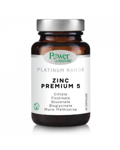 Power Health Platinum Range Zinc Premium 5, Food Supplement with 5 Different Active Forms of Zinc 30Caps