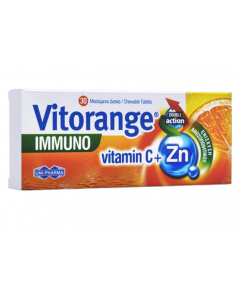Uni-Pharma Vitorange Immuno Vitamin C + Zn Ενίσχυση του Ανοσοποιητικό Πορτοκάλι 30 Μασώμενες Δισκία