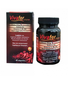 Vivapharm Vivafer Iron+ Συμπλήρωμα Διατροφής Σιδήρου 50mg 60 Kάψουλες