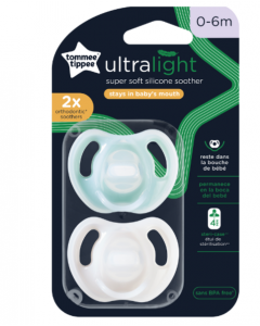 Tommee Tippee Ultra Light Ορθοδοντικές Πιπίλες Σιλικόνης 0-6m Κίτρινο/Γαλάζιο 2τμχ