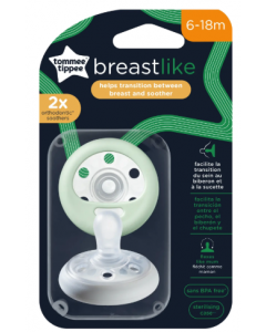 Tommee Tippee Breast Like Helps Transition Breast & Soother Ορθοδοντικές Πιπίλες Σιλικόνης 6-18m Γκρι / Μέντα 2τμχ