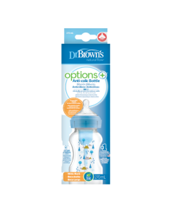 Dr. Brown's Options+ Blue Anti-Colic Plastic Bottle Wide Neck & Silicone Teat 0m+ (WB91802) 270ml 