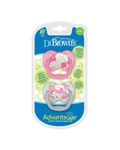 Dr. Brown's Advantage™ Glow-In-The-Dark Silicone Pacifiers 0-6m Unicorn-Pink (PA12004) 2pcs