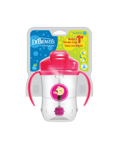 Dr. Brown's Milestones™ Baby's First Straw Cup 6m+ Pink 270ml (TC91011)