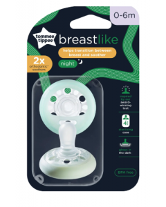 Tommee Tippee Breast Like Helps Transition Breast & Soother Ορθοδοντικές Πιπίλες Σιλικόνης 0-6m Γκρι / Λευκό 2τμχ