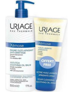 Uriage Xemose Anti-itch Soothing Oil Balm 500ml Βάλσαμο, Έλαιο κατά του Κνησμού + Huile Lavante Apaisante 200ml Λάδι Καθαρισμού Προσώπου - Σώματος Για Ξηρό Δέρμα
