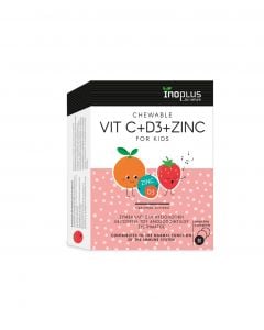 Inoplus Vitamin C+D3+Zinc Συνδυασμός Βιταμινών για Παιδιά για Ενίσχυση του Ανοσοποιητικού 30 Μασώμενα Δισκία