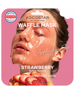 Kocostar Waffle Face Mask Strawberry 38gr Purifying & Brightening Sheet Mask with Strawberry & Ginseng