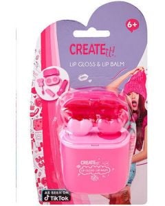CREATE it! Lip Gloss 2ml & Lip Balm 1.4g in Earbuds Case Pink