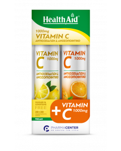 Health Aid Vitamin C 1000mg Lemon Flavour & Vitamin C 1000mg Orange Flavour 2 x 20 Effervescent Tablets