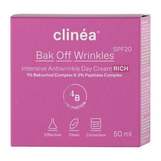 Clinea Back Off Wrinkles Πλούσιας Υφής Κρέμα Ημέρας Εντατικής Αντιγήρανσης Spf20 50ml