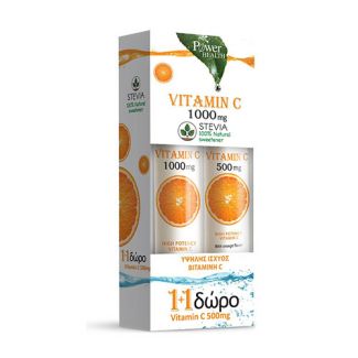 Power Health Vitamin C 1000mg with Stevia 24 Tabs + Vitamin C 500mg 20 Tabs