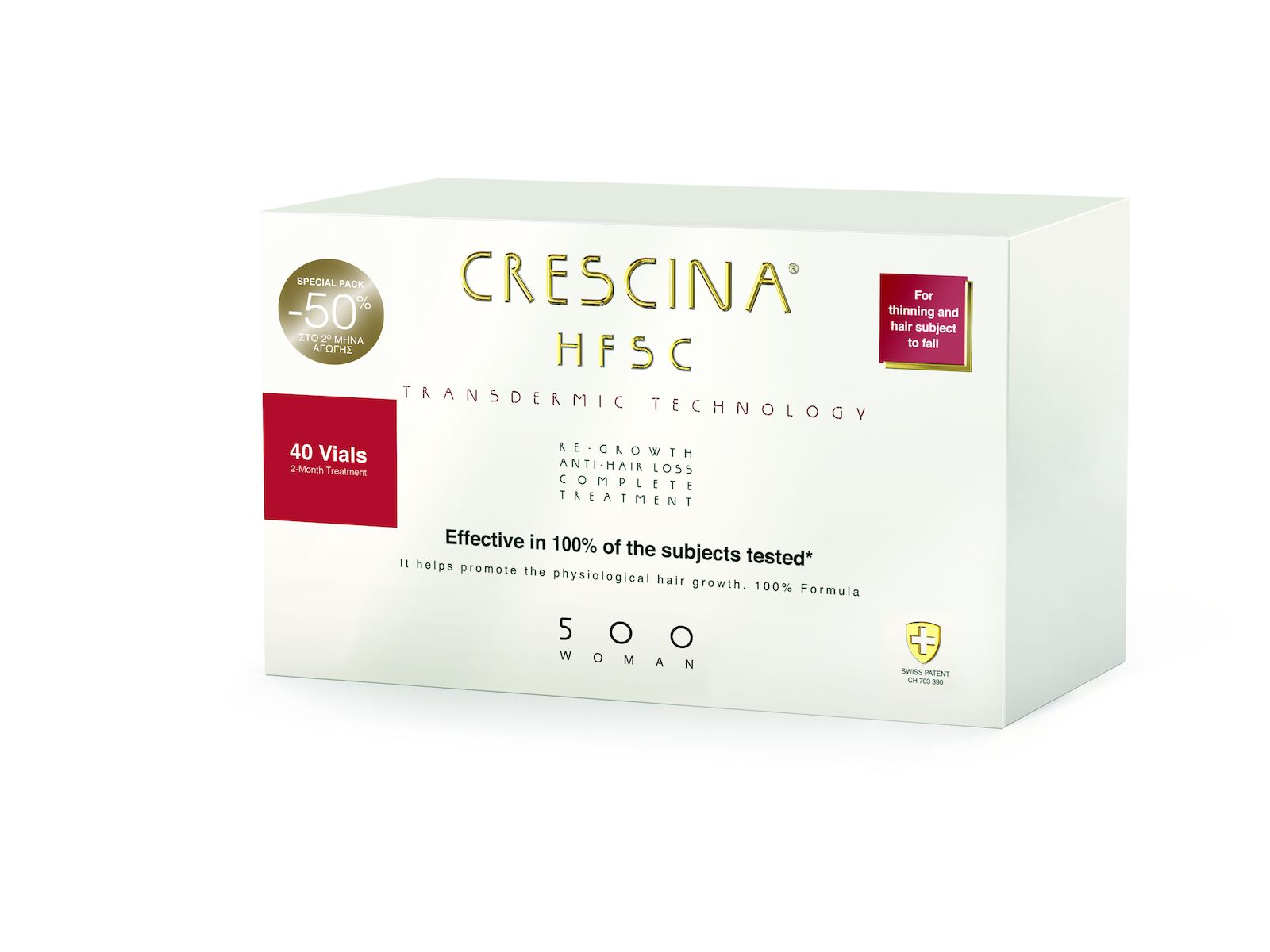  - Labo Crescina Transdermic HFSC Woman 500 Growth & Anti-Hair  Loss Treatment Medium Stage Thinning & Intense Hair Loss for Women  20+20vials